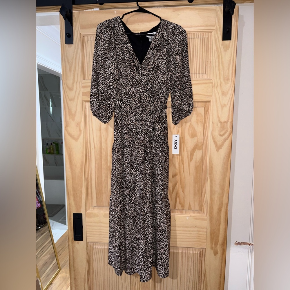 DKNY Black and Cream Maxi Dress